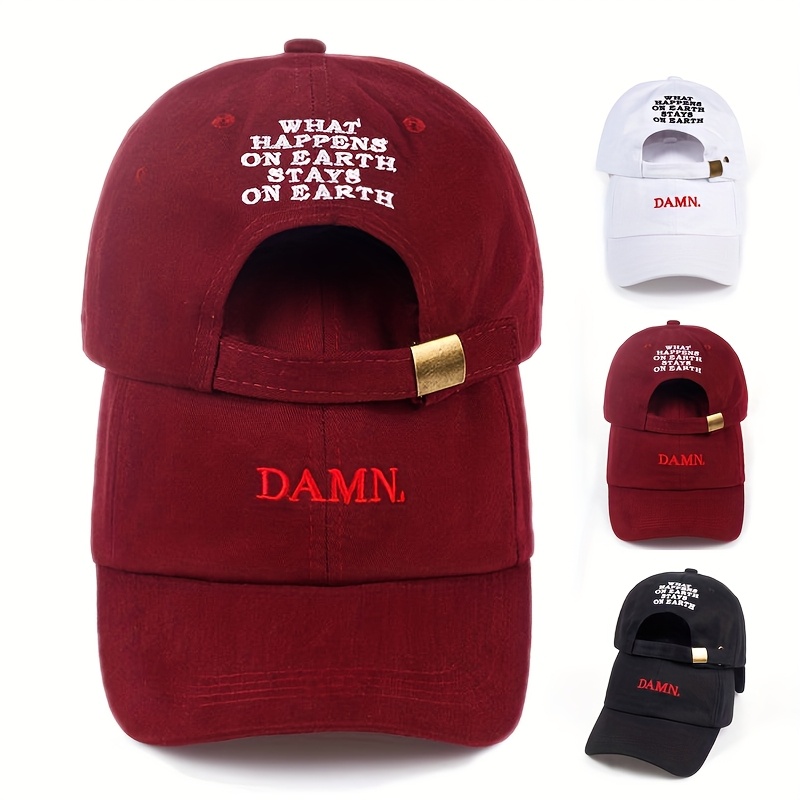 

1 Casquette de Baseball "DAMN" pour Femme - Ajustable, Protection Solaire, Chapeau Décontracté , Blanc, Noir avec Lettrage Doré - pour les Activités Extérieures & en Automne et les Fêtes