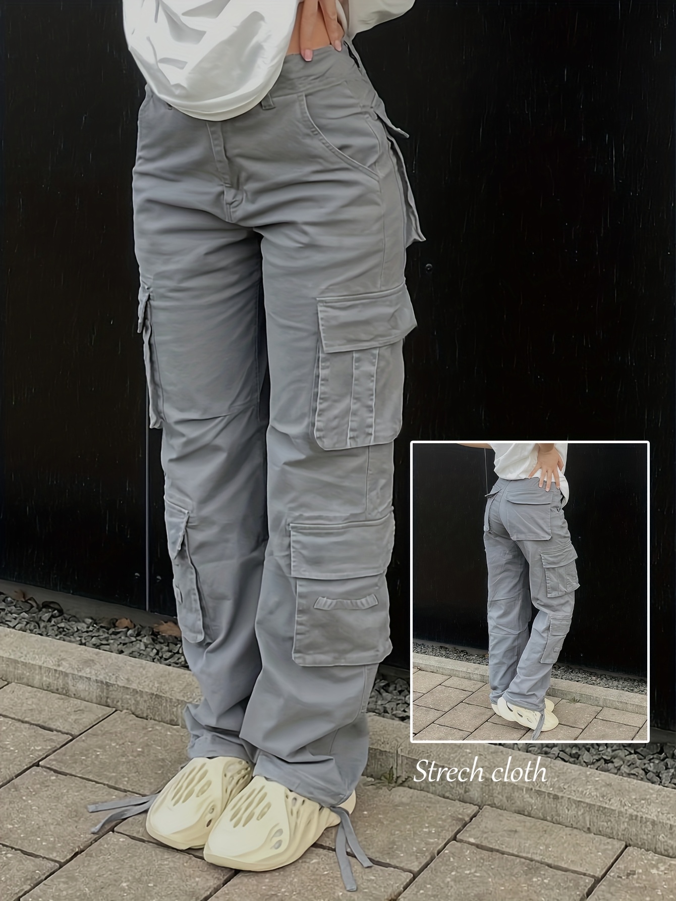 fashionable gray loose work pants 0