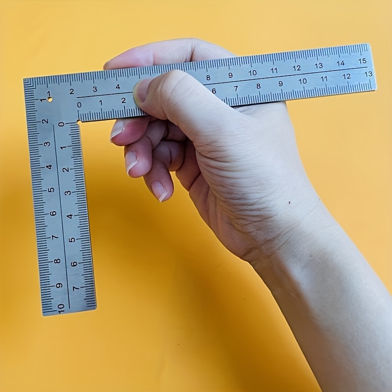 TEMU 1pc Square L-shaped Ruler Double Sided Scale Multi-functional Thickened Corner Ruler For Leather Tool 3.94inch*5.91inch