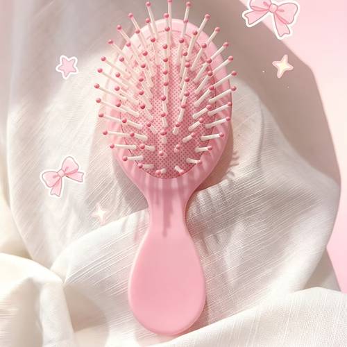 1pc cepillo de pelo con bomba de aire adorable, exquisito y lindo, pequeño y mini, cepillo de pelo rosa con bomba de aire, estética, artesanía , cepillo de pelo de dibujos animados, se puede regalar como regalo de vacaciones a familiares y