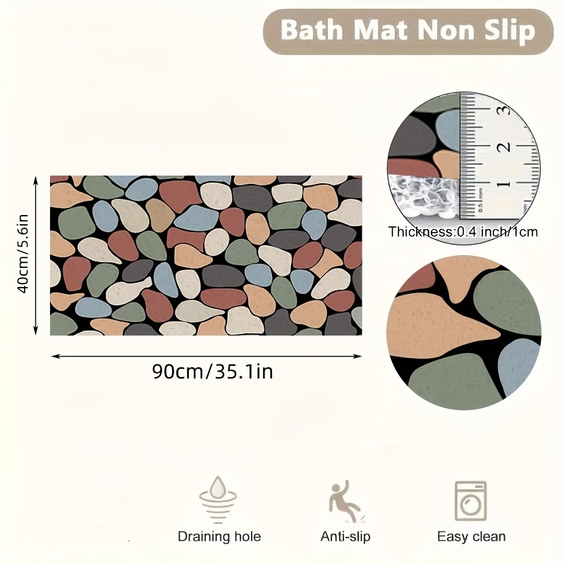 Image of 1pc Safety Shower Mat, Non-slip Bath Mat With Drainage Holes, Pvc Loofah Massage Shower Mats For , Quick-drying Mat