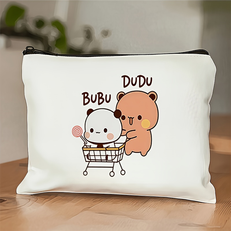 TEMU 【商品名】愛らしいドゥドゥとブブーバーちゃんのプリントが特徴のコスメティックバッグ - ハンドバッグ、トイレタリーバッグ、ペンケース、ギフトバッグとして最適。母親、娘、親友、先生、、友人、クラスメートへのプレゼントに最適です。