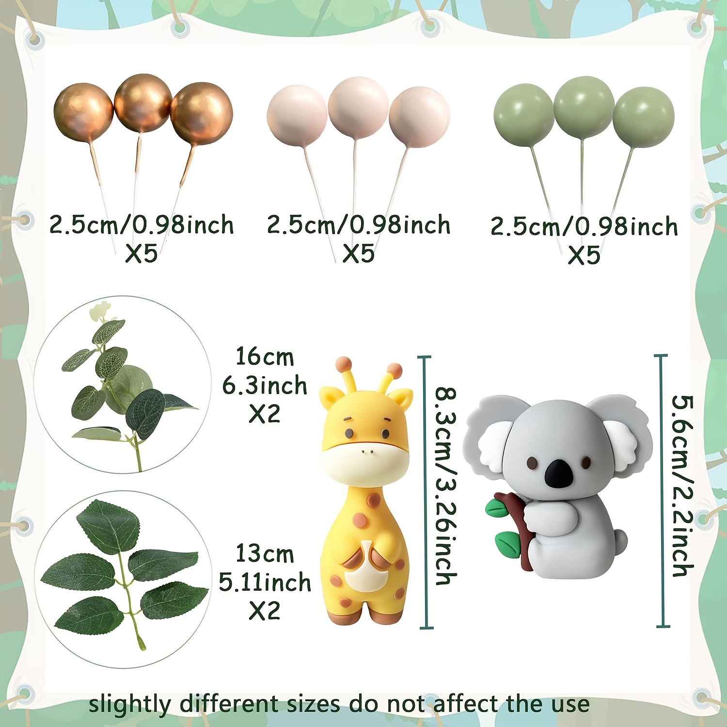 Laventy 21pcs/22pcs Cake Decor Animals Cake Decor Birthday Jungle Birthday Decoration Jungle Themed Cake Decor For Birthday Party Decoration