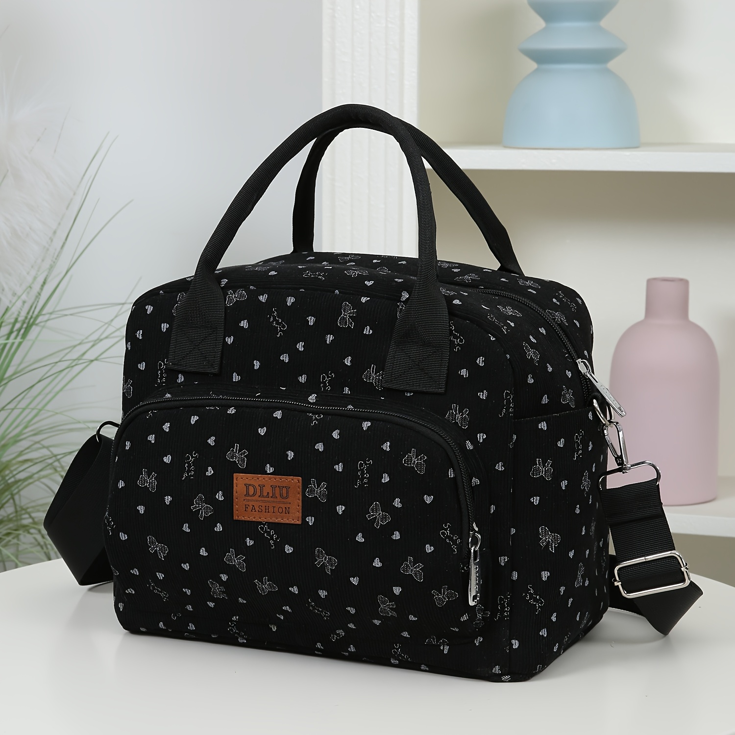 TEMU Dliu Corduroy Handbag & Lunch Box Bag Suitable For School, Work, Daily Use - Large Capacity Multi-pocket Retro Crossbody Bag With Front Zipper
