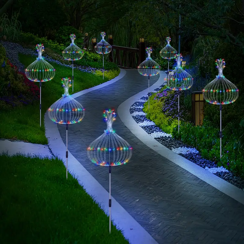 8 pack solar garden firework lights outdoor 8 480 leds waterproof copper wire diy solar decorative lights for yard pathway party decor garden lawn halloween christmas Product details 5