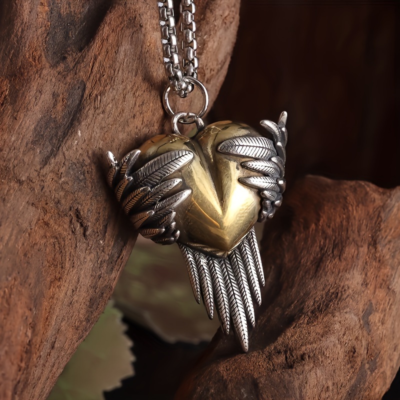 Heart Shape Angel Wings Pendant Necklace Jewelry Accessories Gift