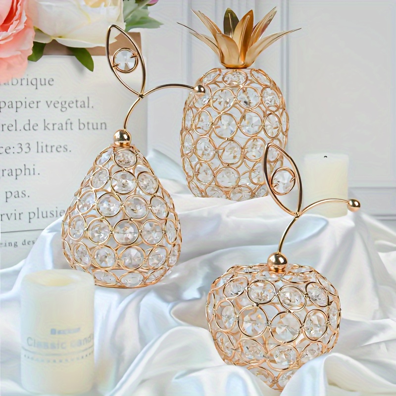

1pc Unique Crystal-inspired Fruit Shaped Iron Craft - , Pear & Pineapple Designs For Home Decor