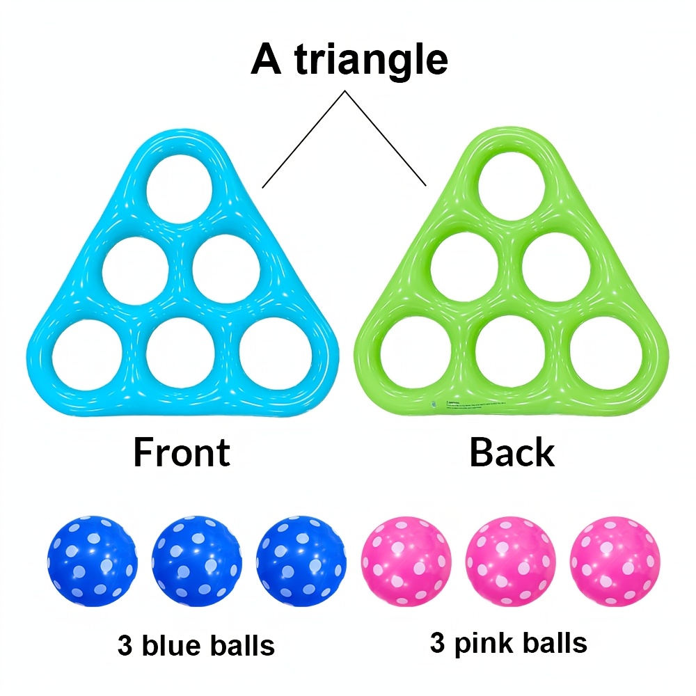 7pcs New Inflatable Triangle Ball Throw Toy, Thickened Pvc Pool Game, Multiplayer Beach Party Water Play Supplies