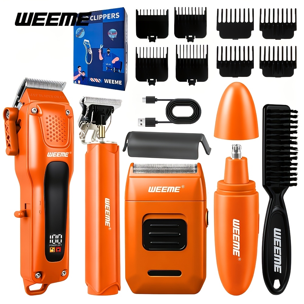 TEMU WEEME Elektrische Haarclipserset, /3 st/4 st Meerdere Specificatie-opties, Heren Kapselset. USB-voeding, LCD-scherm. Geschikt voor Haarknippen,