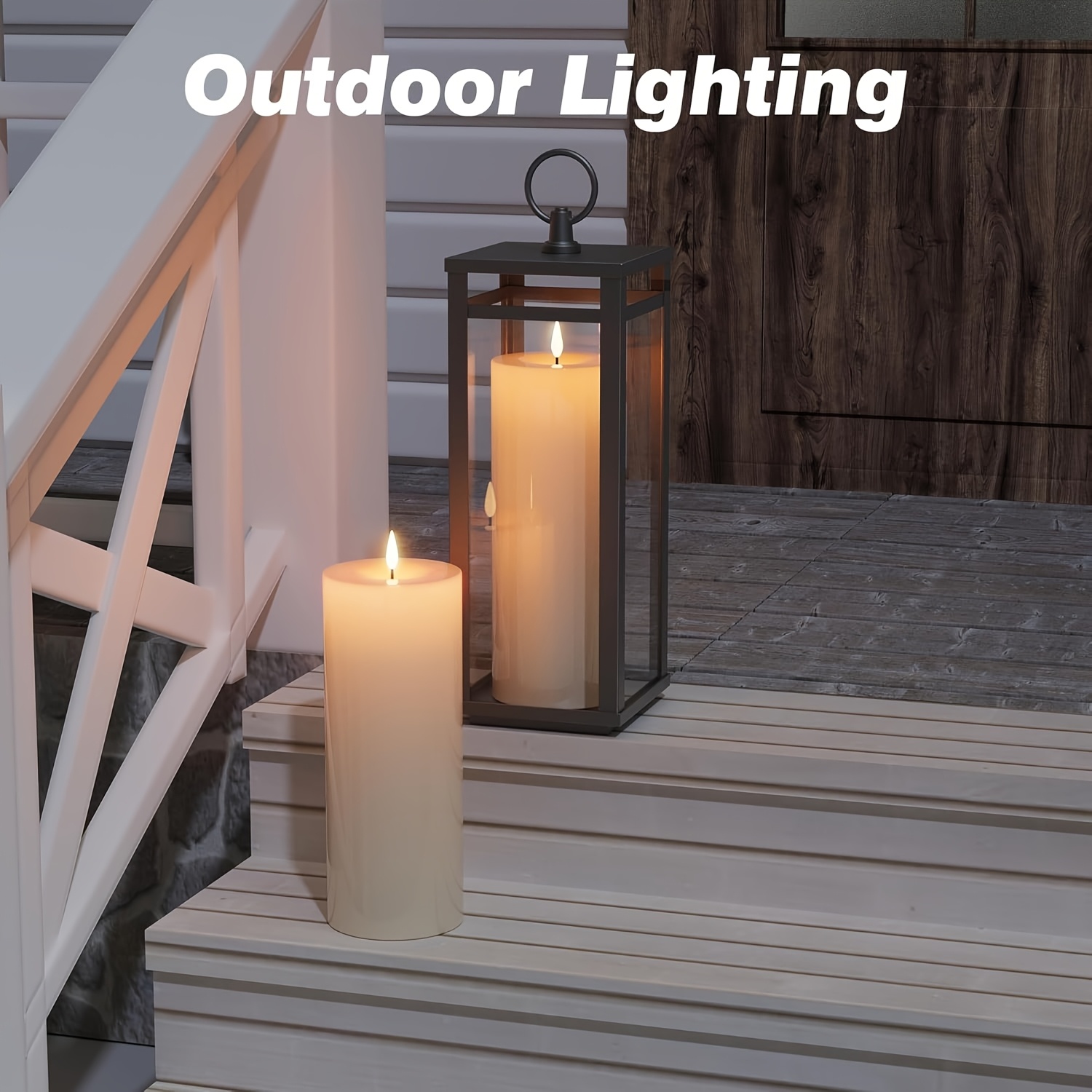 Velas de Plástico LED Sin Llama con Temporizador para Exteriores, Adecuadas para Decoraciones de Halloween y Navidad, Faroles Festivos, 2 piezas