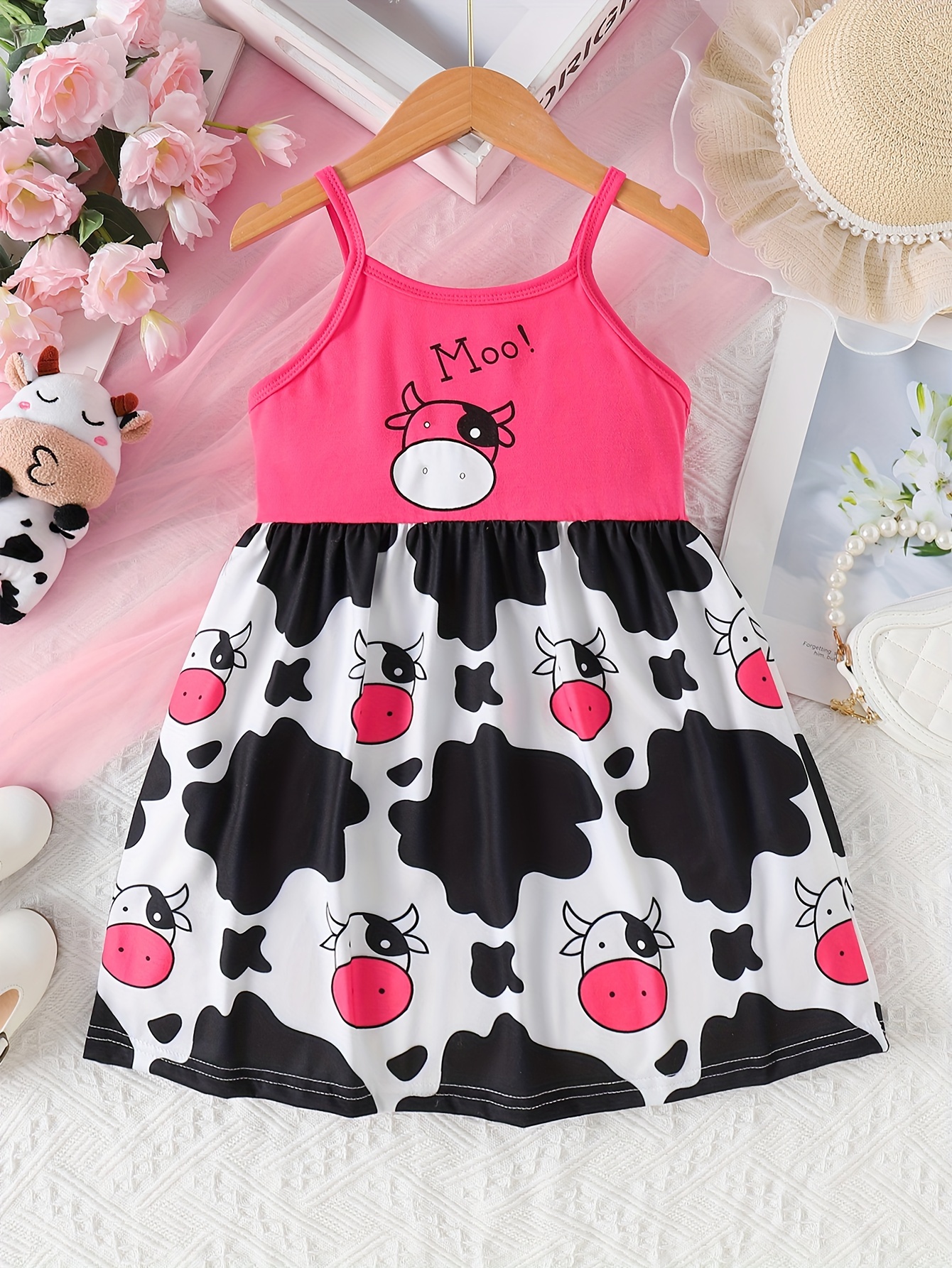 Cow Farm Dress, Cow pink Dress, Cow selling Party Dress,