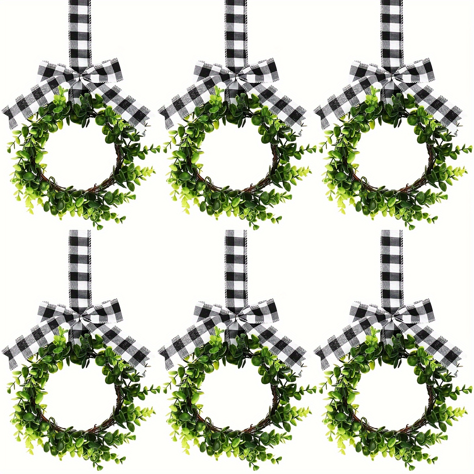 

2 Pcs Festive Christmas Kitchen Cabinet Wreaths: Boxwood Wreaths With Ribbon, Farmhouse Style, Wall-mounted, No Feathers, Suitable For Christmas And Winter Decorations