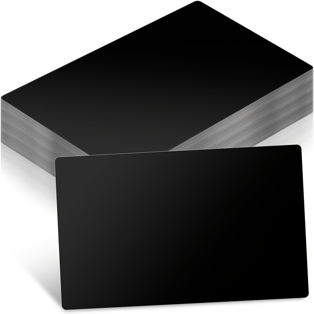 Uxcell 0.45mm Metal Business Cards Blank Laser Engraving Aluminum Name Card Black 100 Pack Black