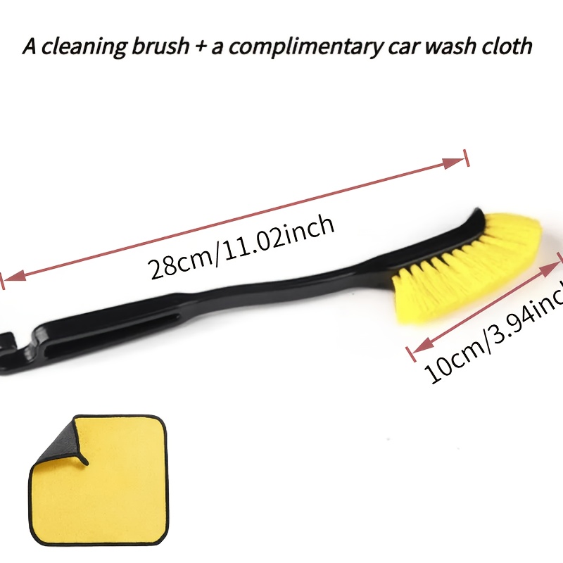 TEMU 2pcs, 1 Cleaning Brush + 1 Free Car Wash Cloth, Motorcycle And Car Detailing Brush For Cleaning Air Vents, , Wheel Hubs, And Crevices, Car Wash