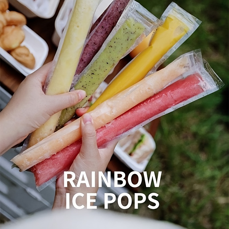 

100pcs, Disposable Lollipop Ice Pop Bags, Self-sealing Transparent Preservation, Plastic Fruit Ice Candy Tube Bags For Homemade Ice Cream Treats, Food Storage, Home Items