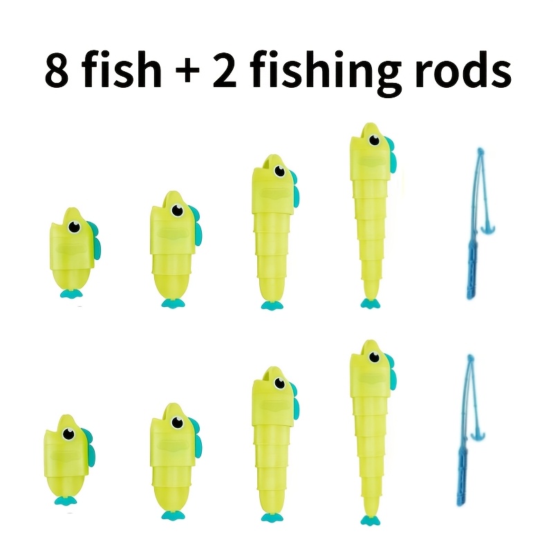 Image of 10pcs Fishing Toy, Retractable Fish Toy, 2-player , 8 Fish + 2 Fishing Rods, Competitive Game, Educational Early Game For Boys And Girls