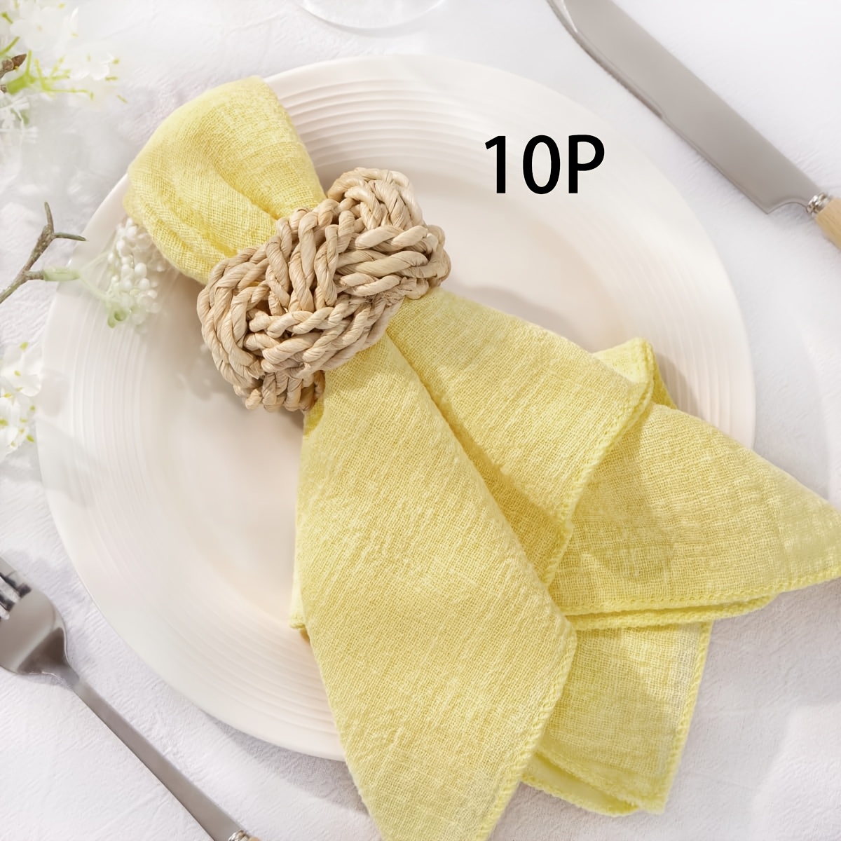 Image of Cloth Napkins Easter Dinner Napkin Set Of 10, 42.1cm × 42.1cm, Boho Table Napkins For Spring Wedding Party, Bridal Shower, Birthday Table Decorations