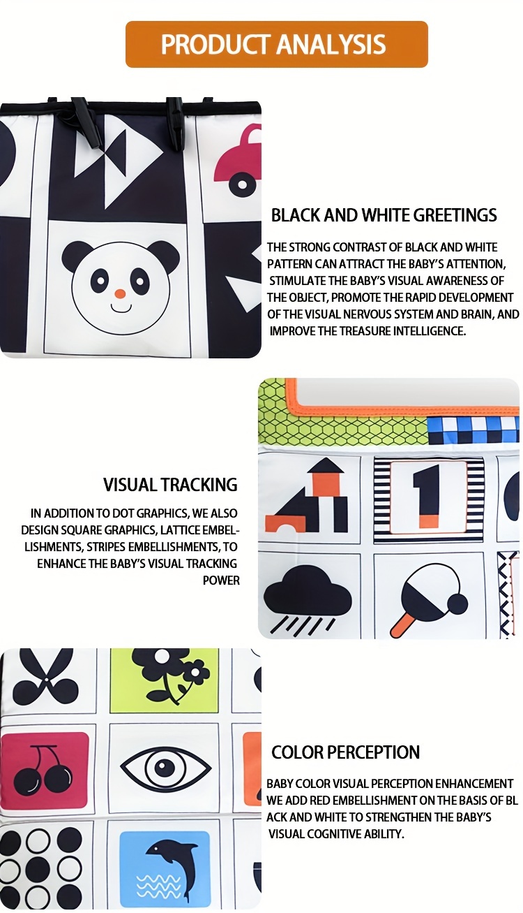 interactive foldable time mirror toy colorful early learning floor game with black white contrast   car seat pendant ideal christmas halloween birthday gift details 3