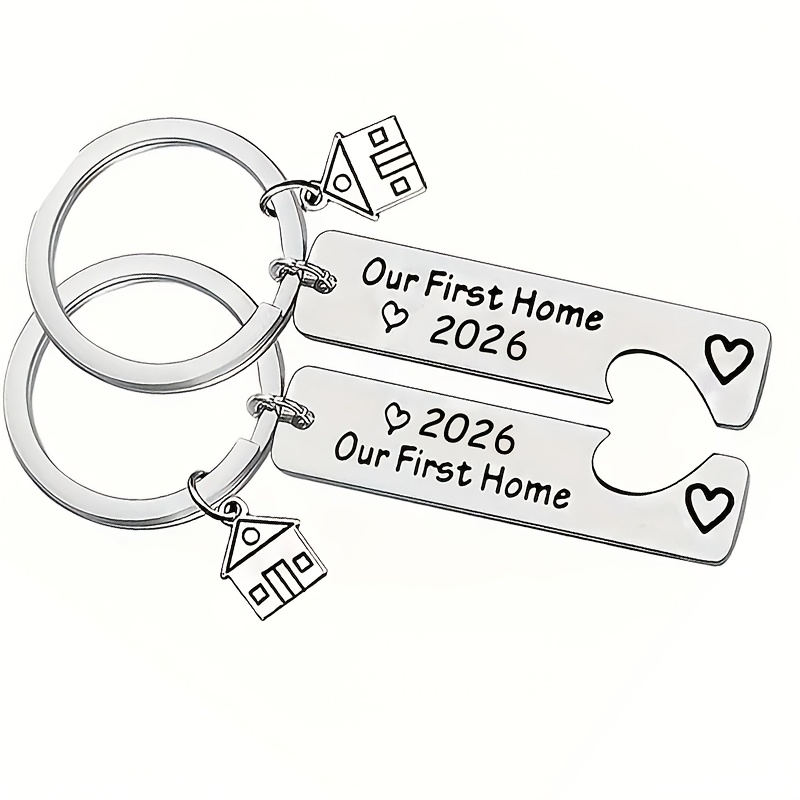 TEMU Keychains Couple Gifts First Home 2026 Housewarming Gifts For New Homeowner House Keyring Keychain Owner Key Ring