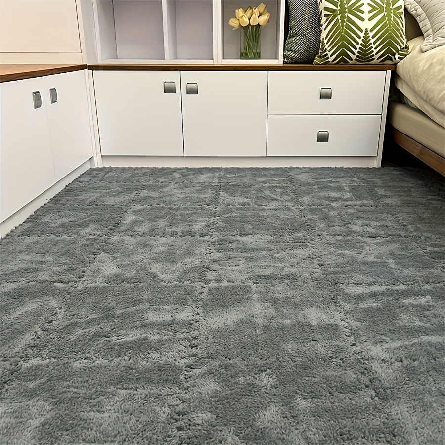 Image of 24pcs, Thickened Living Room And Bedroom Full Shag Area Rug, Room Bedside Mat, Warm Shag Mat, Washable Soft Anti Tumble, 11.8 By 11.8inch