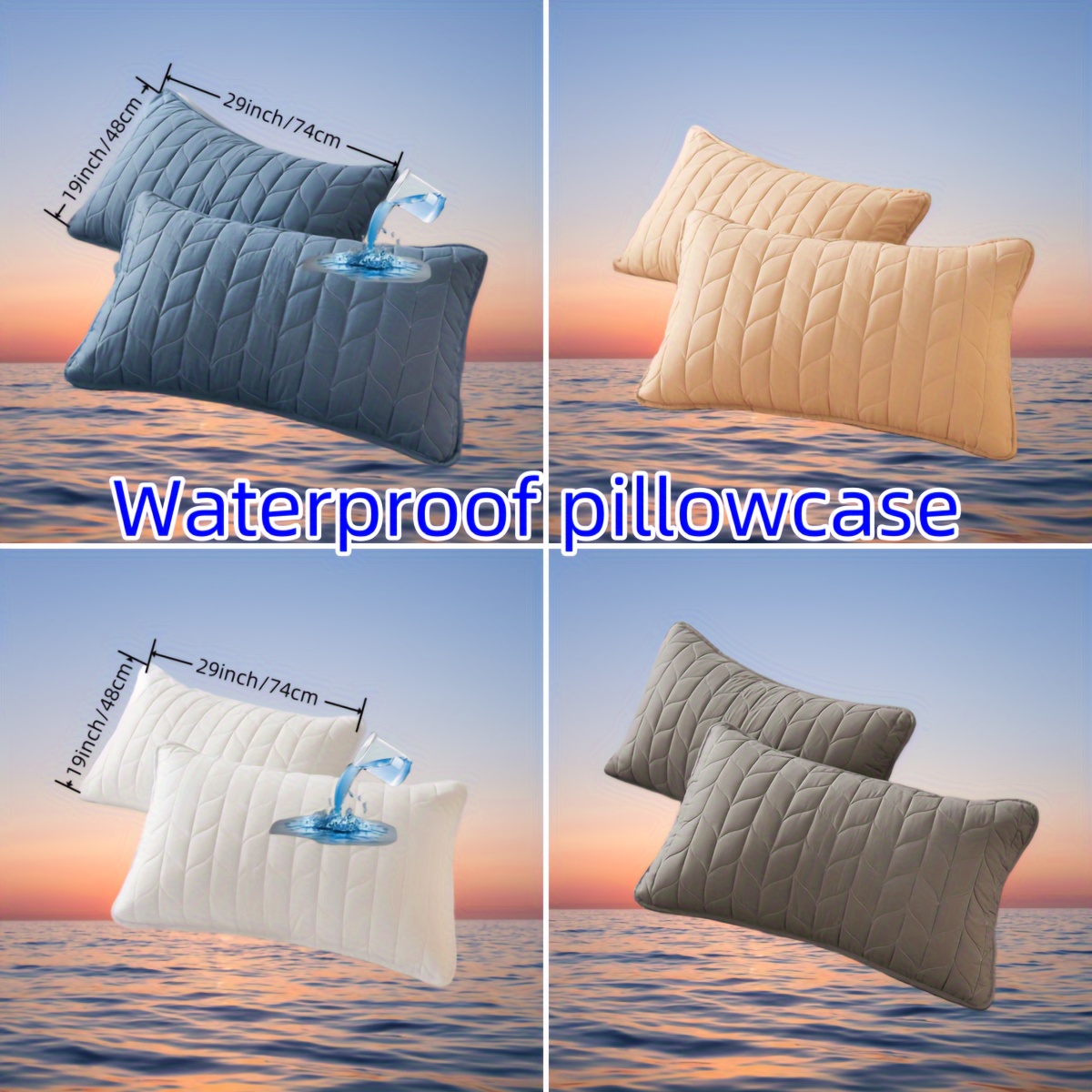 

2pcs Waterproof Pillowcases - Sweat-absorbent, Leak-proof Protection For Elderly Sleepers, Solid Color Quilted Design, Machine Washable