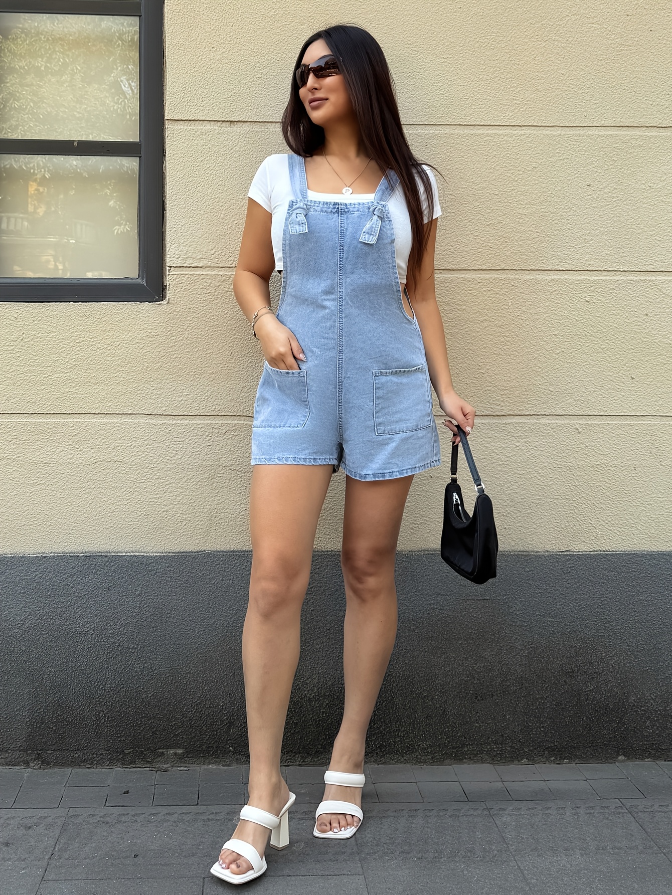 womens denim overalls jumpsuits details 1