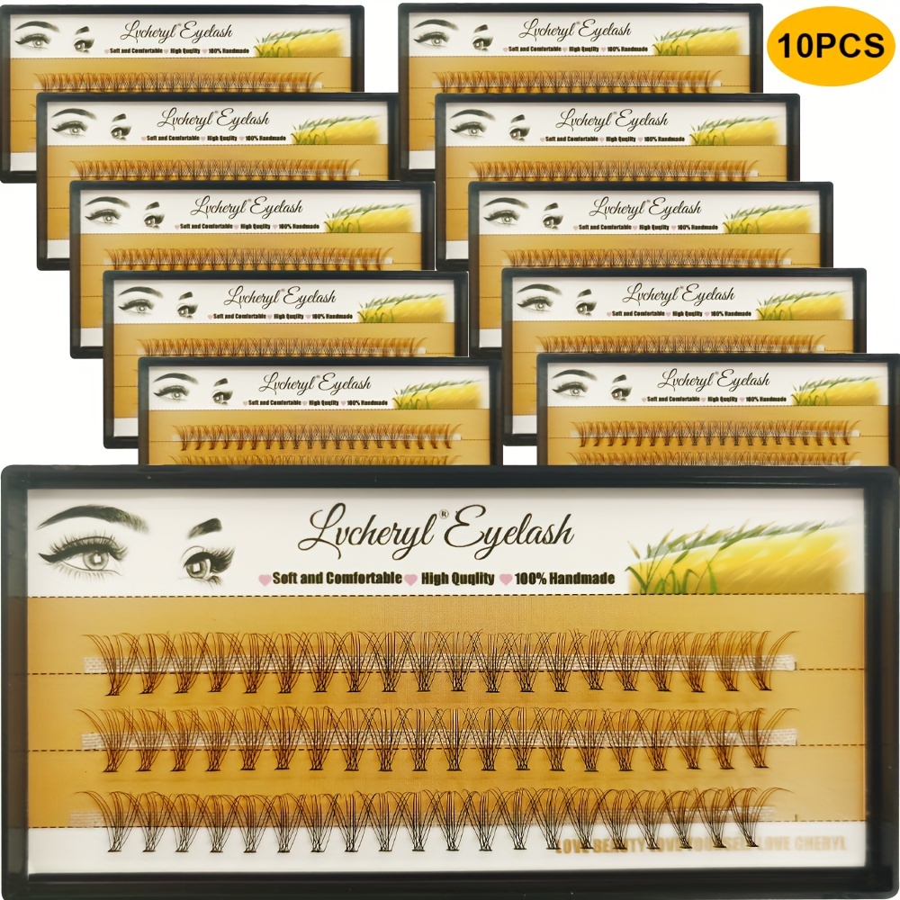 

10 Boxes Natural D+ False Eyelashes, 9-14mm Lash , Eyelash Extension For Diy Eyes Makeup, Soft And , End Eye , Lvcheryl