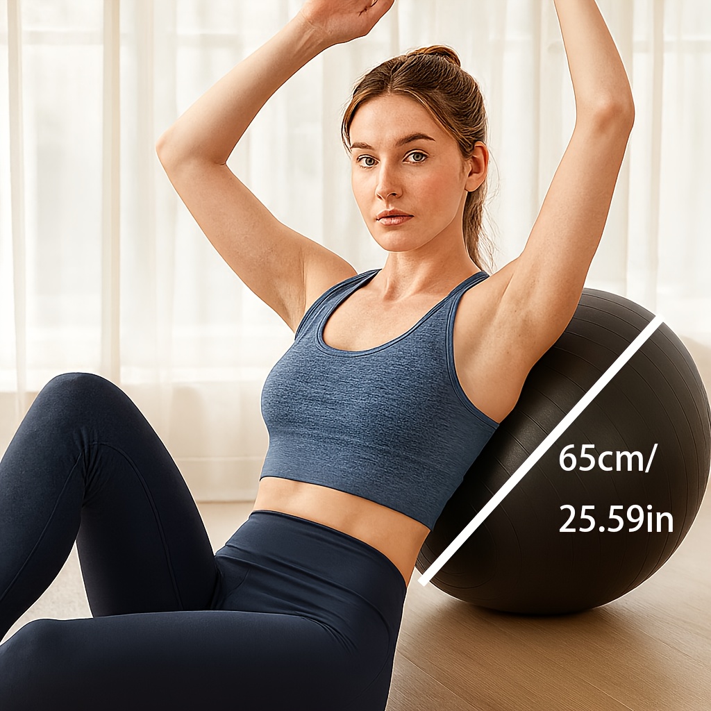 TEMU Heavy-duty Yoga Ball Exercise Stability Ball With Pump - Extra Large Fitness Ball For , Balance Training, Pilates, Home Gym - Core, Abs, Back, ,