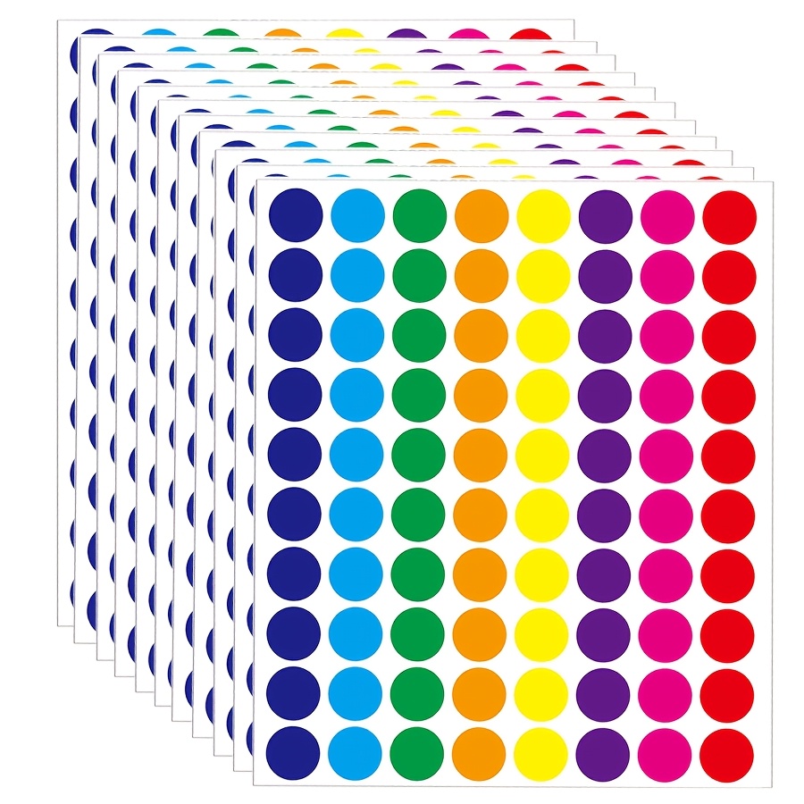 TEMU 880pcs/11 Sheets 3/4 Inch Colored Round Sticker Coding Labels, Adhesive Dot Labels, Suitable For Office, Classroom, And Home Labels, Ideal For