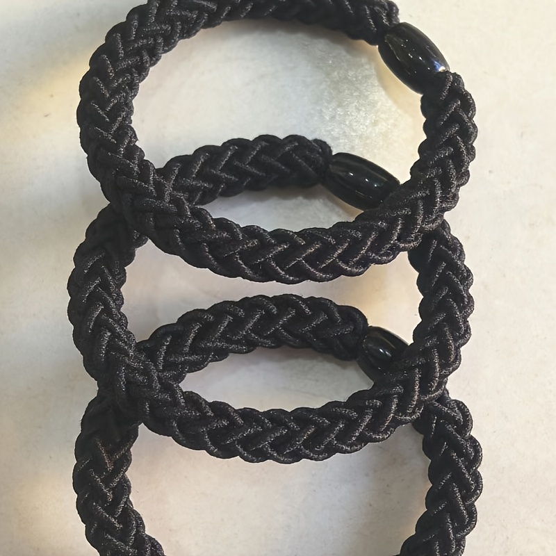 Image of 3pcs High-elasticity Hair Ties, Non-breakable - Korean Style Barrette Hair Accessories - Fashionable High-elasticity Hair Ties - Hair Rings - Ponytail Elastics