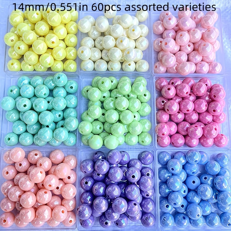220pcs/120pcs/60pcs 6/10/14mm Random Mixed Color Acrylic Macaron Solid Color Ab Beads Round Beads For Making
