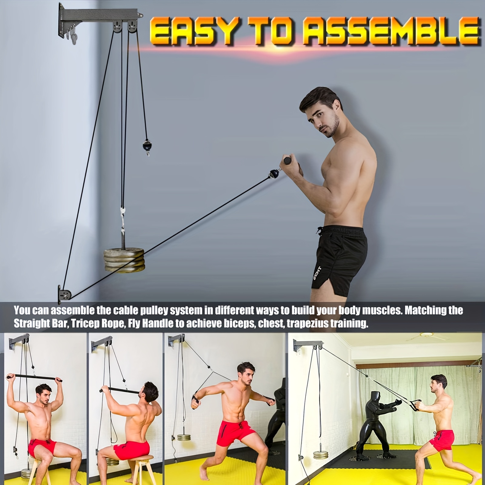 wall mounted multi function pulley trainer heavy duty iron Temu