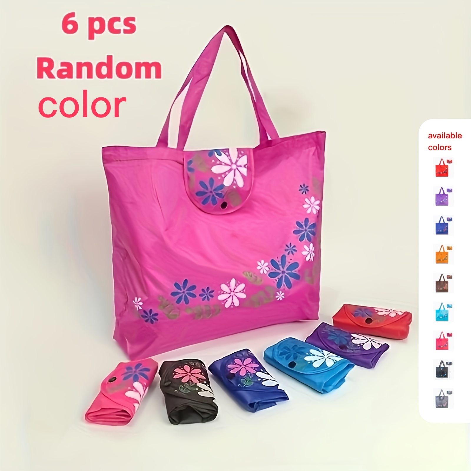 TEMU 6/3pcs, Reusable Shopping Bag, Folding Storage Polyester Bag With Printed Button Closure, Leak-proof Rectangular Bag, Suitable For Thanksgiving