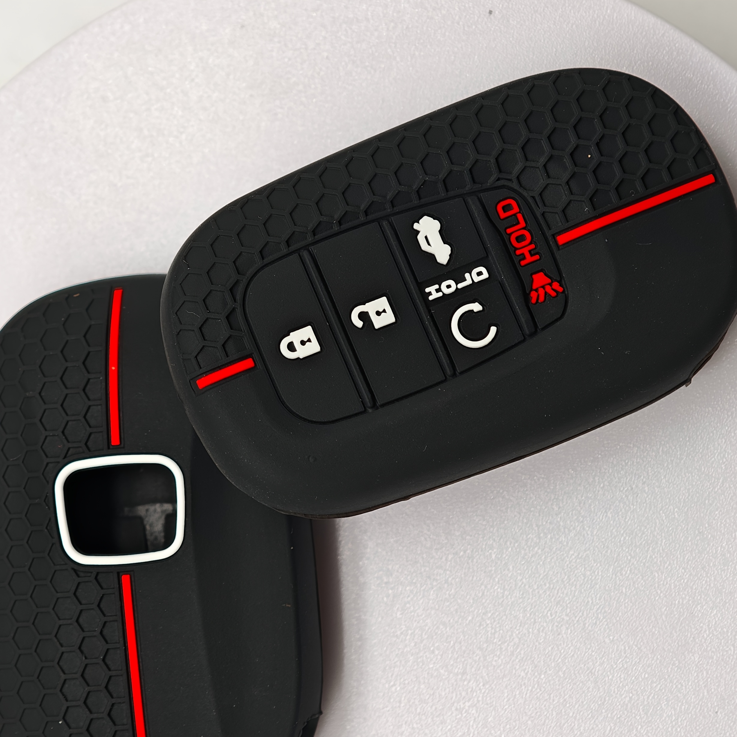 TEMU For Smart 5-button Key Fob Cover With Honeycomb Pattern, Full-coverage Silicone Key Case For Civic, , Accord, Xrv
