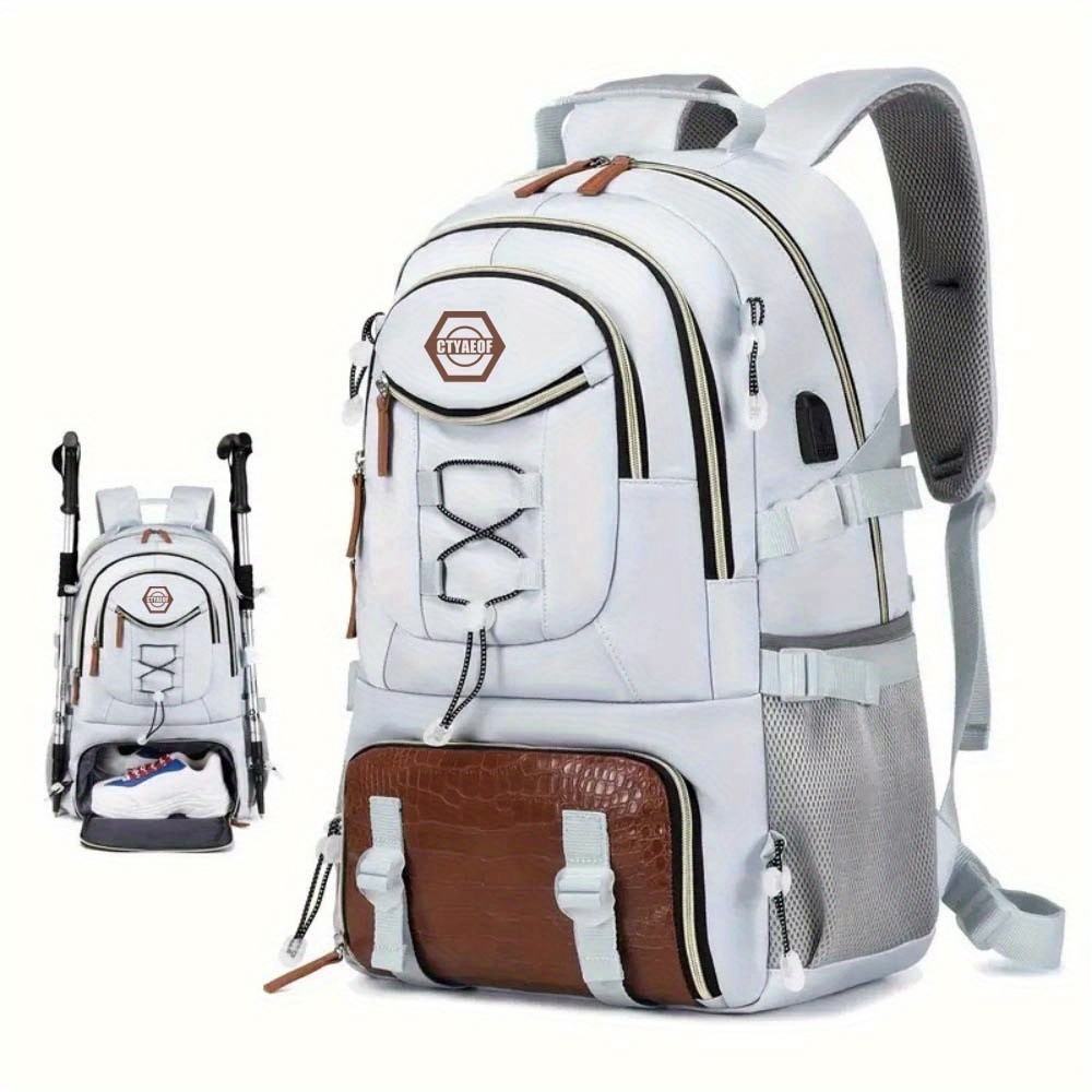 Temu – TEMU Large Capacity Lightweight Outdoor Travel Backpack With Shoe Compartment – Hiking, Camping And Camping Gear, Durable Fiber, Adjustable Shoulder