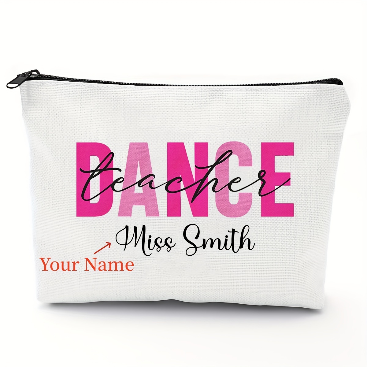 

Personalized Appreciation Makeup Bag - Lightweight Canvas Cosmetic Pouch For Dancers, Travel-friendly With Zipper Closure, Perfect Birthday Or Christmas Gift For Women