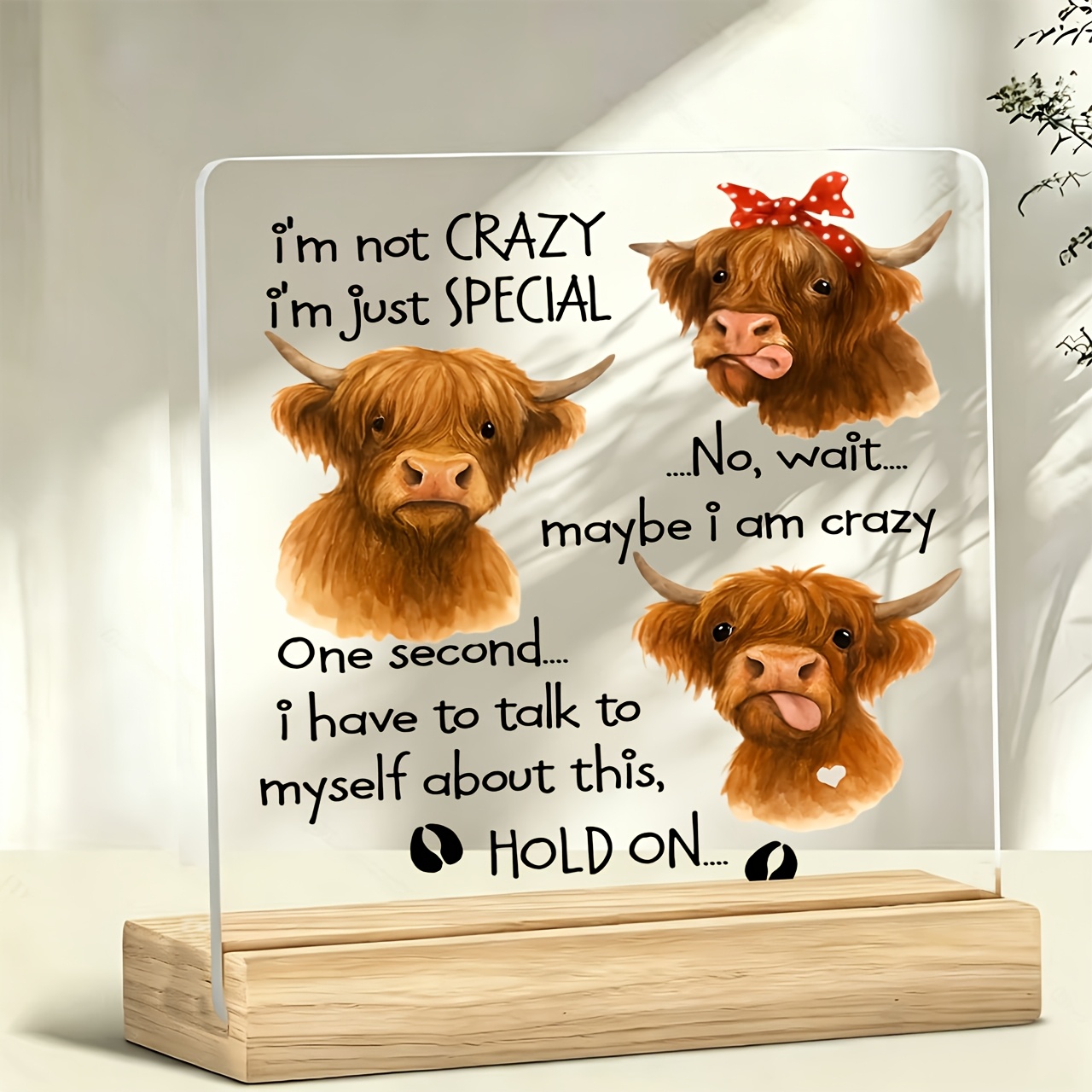 TEMU 2d Flat 1pc Cute Cartoon Highland Cow Pattern Paperweight, Inspirational Ornament, Desktop Decoration, Office Desk And Bar Counter Decor,