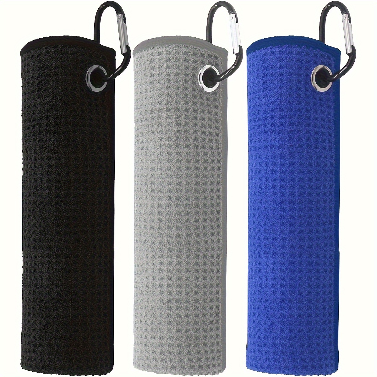 

3pcs For Golf Bags- Waffle Patterned Golf Towel – Machine Washable, Quick Dry And Super Absorbent