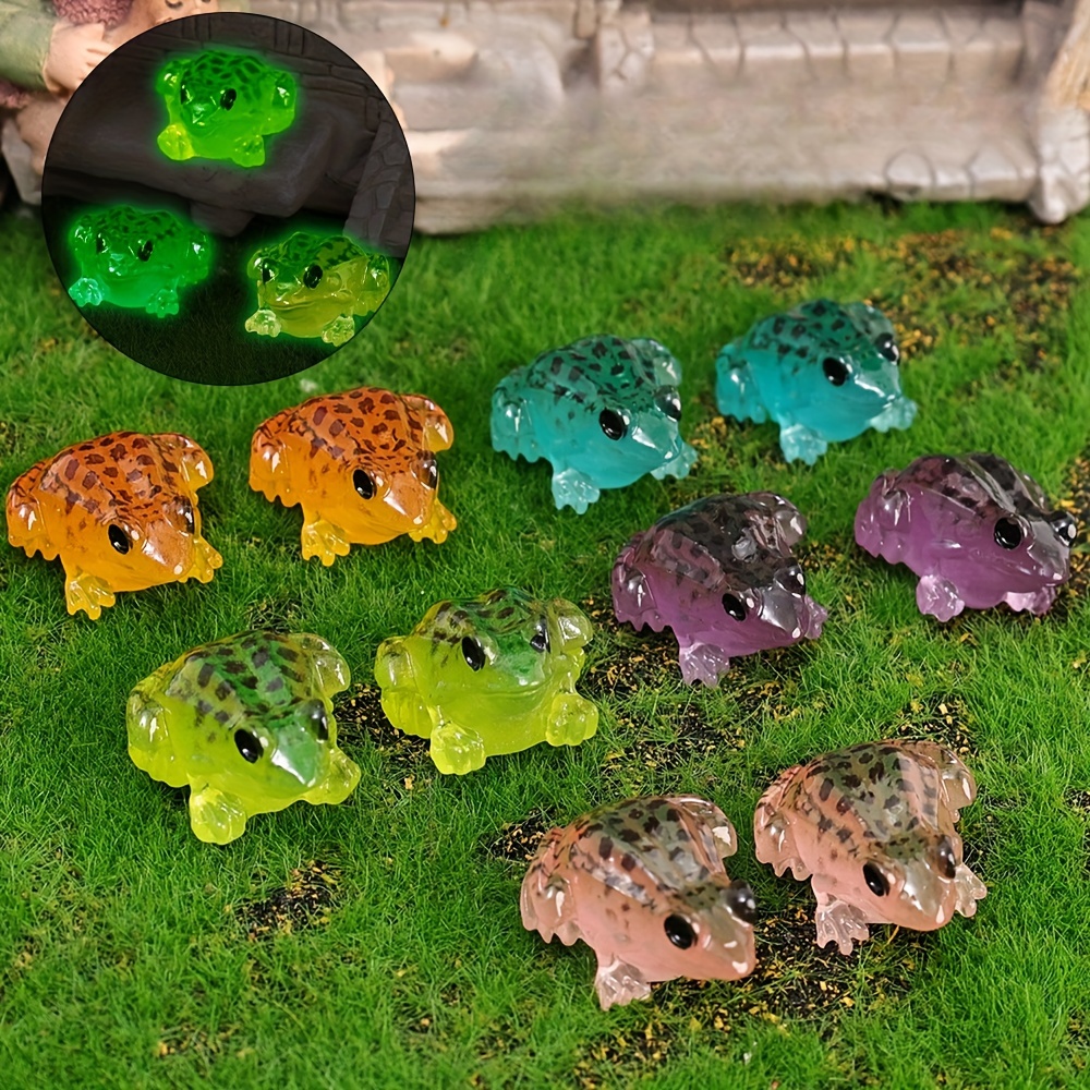 

Luminous Mini Resin Frog Figurines 6/12pcs Set - Glow-in-the-dark Frog Statues For Fairy Gardens, Bonsai & Terrariums - Charming Ornaments For Home & Office Decor