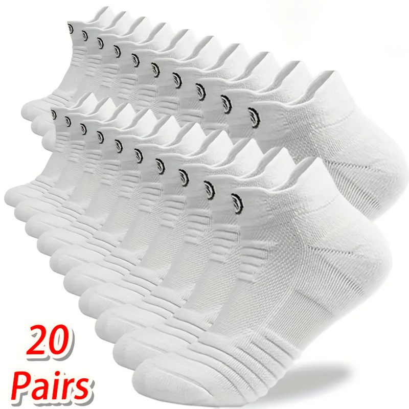 TEMU 20 Pairs Ncdate Breathable Sweat-wicking Ankle Socks - Soft Lightweight Unisex Sports Casual Socks, Geometric Cushioning Design, Unisex Pc,