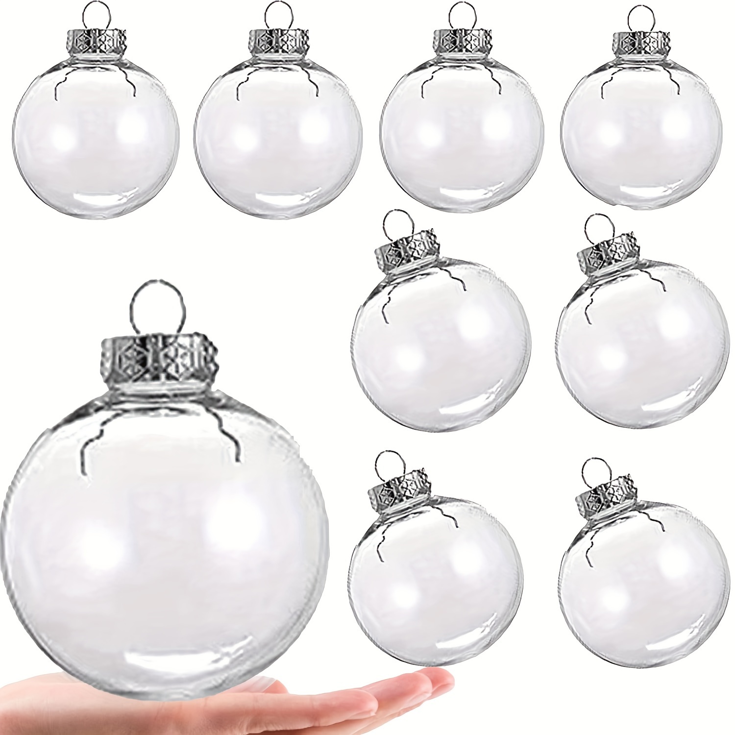 

32-pack 3.15" Diy Fillable Plastic Ornaments - Clear Plastic Craft Ball Ornaments With Removable Tops For Christmas, , Weddings & Universal Holiday Decor, No-electricity Required