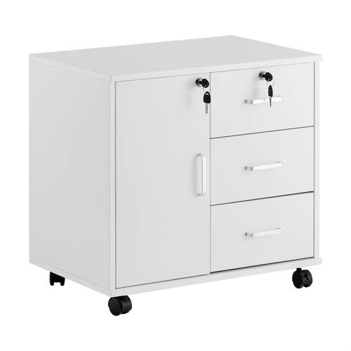armário de arquivos móvel, armário de arquivos horizontal de madeira com fechadura e 3 gavetas, 1 compartimento, armário de armazenamento para suporte de impressora de escritório adequado para documentos de tamanho de carta a4