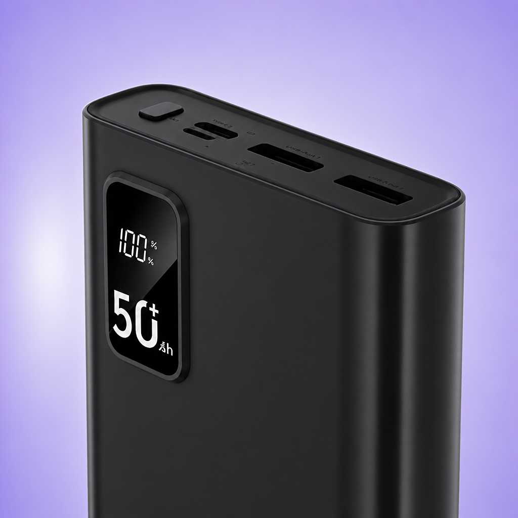 Image of 50000mah Power Bank 36w Fast Charging Portable Charger, Equipped With 2 Usb Ports, 1 Type-c Port And Micro Port, High Capacity External Battery Pack For Multiple Devices, Travel Backup Battery Charger