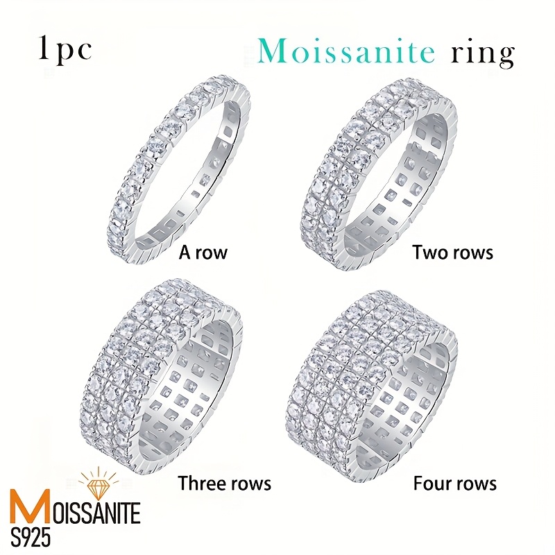 925 Silver Moissanite Women's Ring, Classic Design Engagement Ring