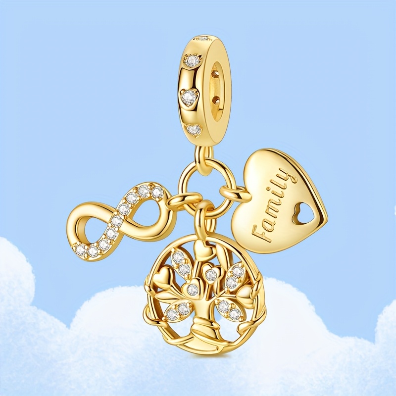Image of Golden Eternal Family Tree Charm For Bracelet Necklace, Women's Elegant Vacation Family Gathering Holiday Gift Additions