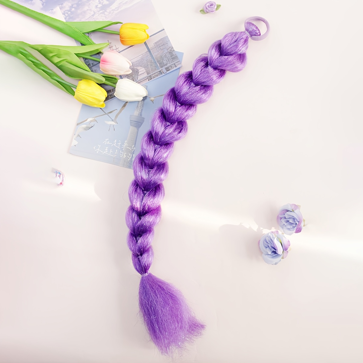 TEMU Peluca de de Caballo Trenzada a , Estilo Rastas, Accesorio para el Cabello, 2 Piezas de 14 Pulgadas/1 Pieza de 20 Pulgadas, Tamaños Dobles
