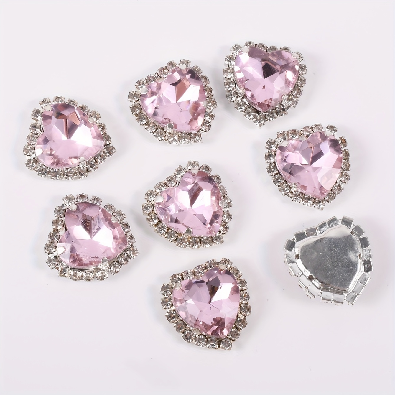 TEMU 8pcs/pack, High-quality Hand-stitched Claw Drill, Large Size 15mm Rhinestone Edge Crystal Buckle Glass Claw Drill With Hole For Accessories