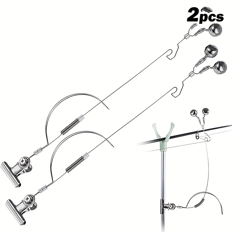 E-shop HQZOOMEE 2 Stück Edelstahl Angelbiss Alarm, Doppel Angelruten Alarm Clip Angelbiss Indikatoren Fisch Dual Alarm Glocke Angelgerät Ausrüstung,