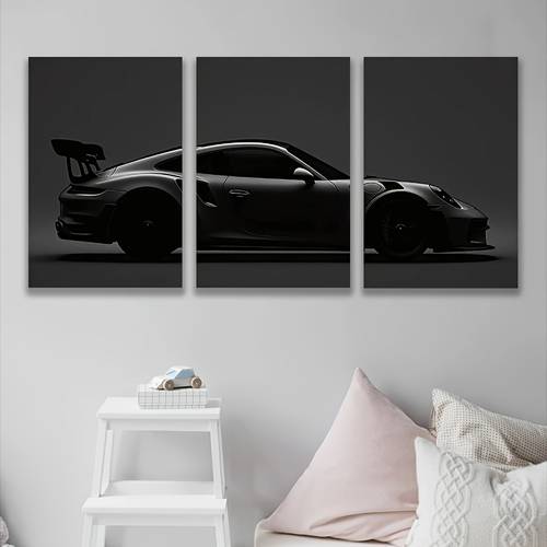pósters 2d, 2d , 3 piezas sin , moderno, impresión clásica de coche deportivo negro, pintura en de pared, decoración de pared para dormitorio, , decoración de pared para pasillo de cocina, regalo moderno ideal para decoración de pared