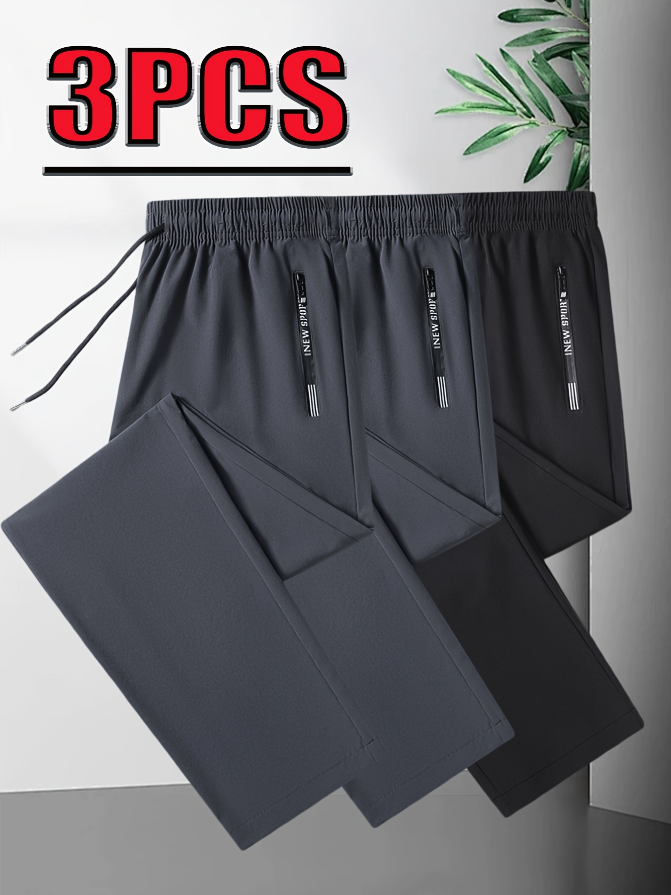 imagen del artículo pantalones para hombre   calidad | juego de 3 piezas de pantalones elásticos, cómodos y de moda para hombre, pantalones de chándal casuales para hombre, esenciales para deportes   y hombres a  , para gimnasio